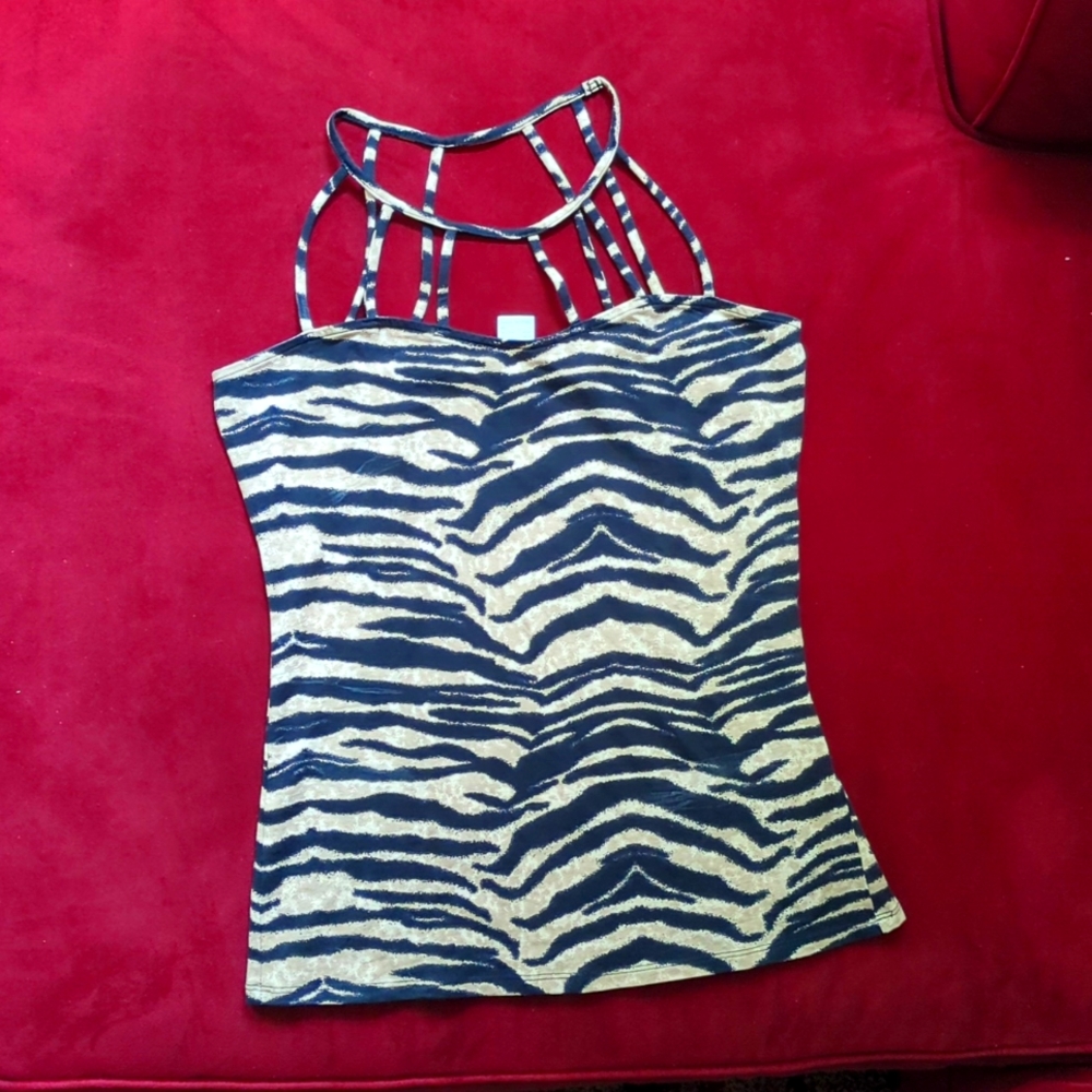 Zebra print strappy detail top